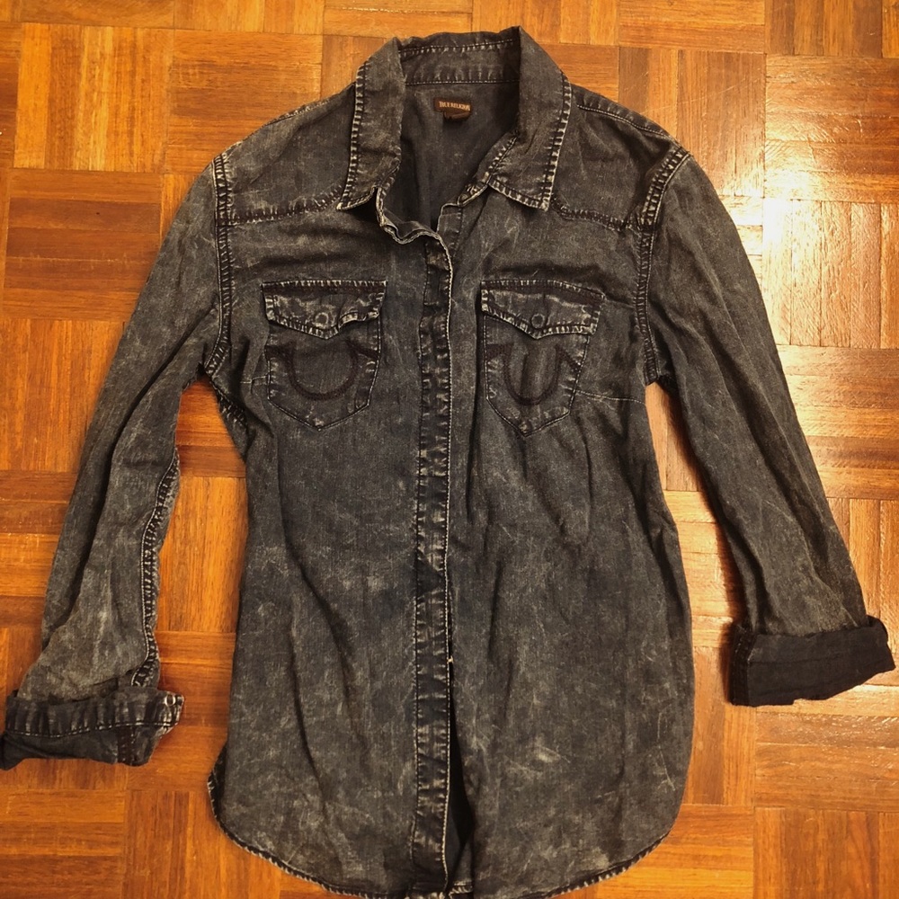True Religion denim button down top